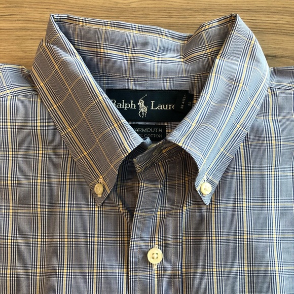 Ralph Lauren Blue Yarmouth Button Down Dress Shirt Sz 16 1/2 34/35 - Picture 3 of 5